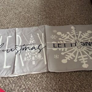 Gray Holiday Pillow Covers Set big pillows 22in by 22